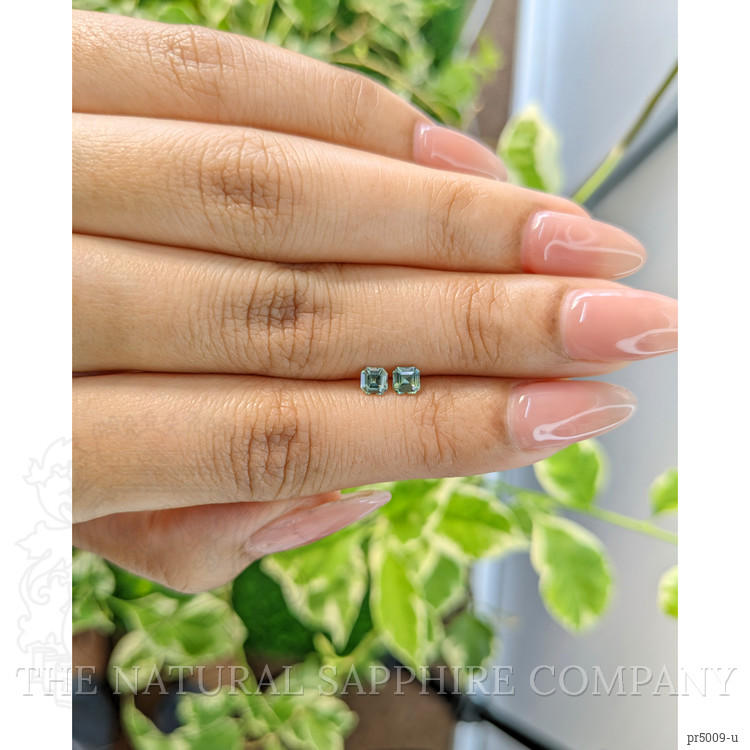 0.52 Ct.Tw. Green Sapphire Pair from Ceylon (Sri Lanka)