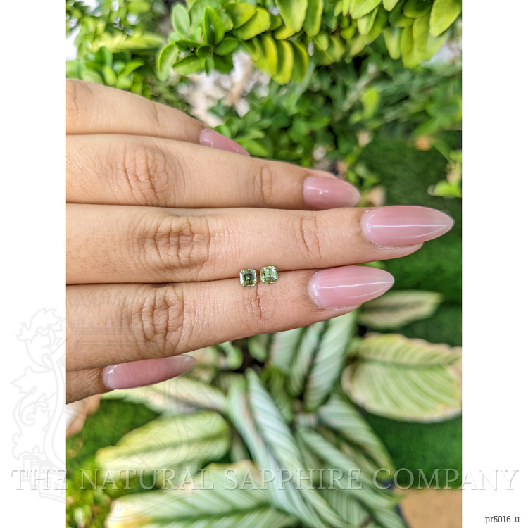 0.54 Ct.Tw. Green Sapphire Pair from Ceylon (Sri Lanka)