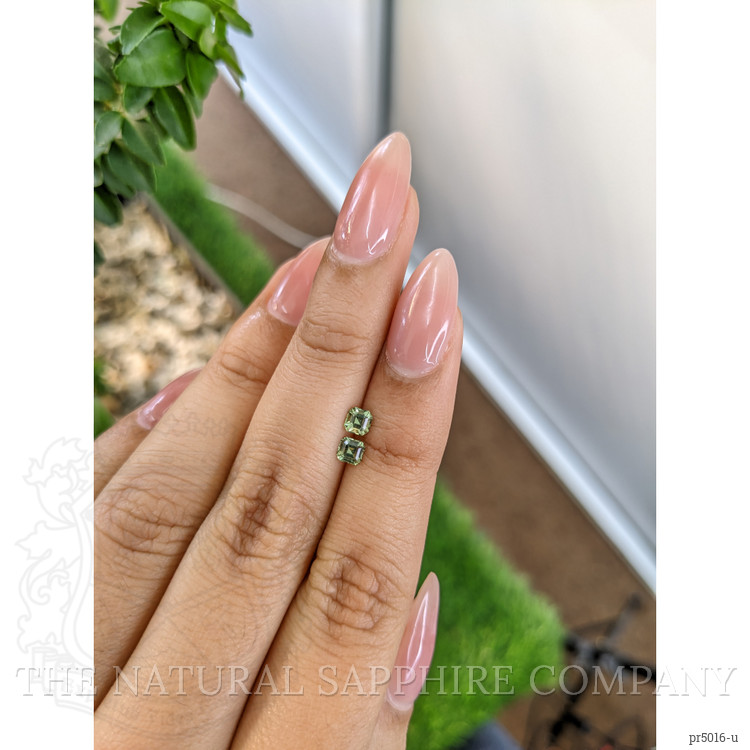 0.54 Ct.Tw. Green Sapphire Pair from Ceylon (Sri Lanka)