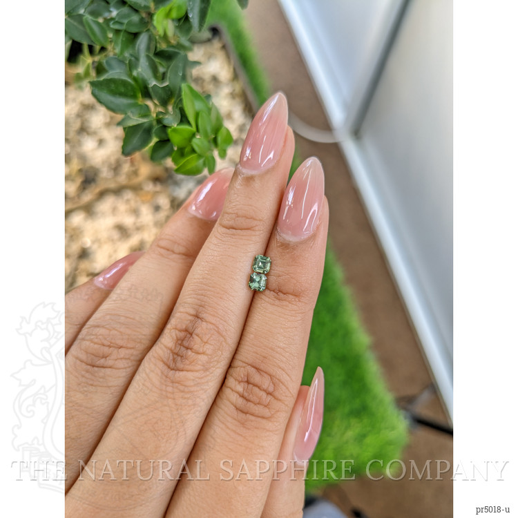 0.55 Ct.Tw. Green Sapphire Pair from Ceylon (Sri Lanka)