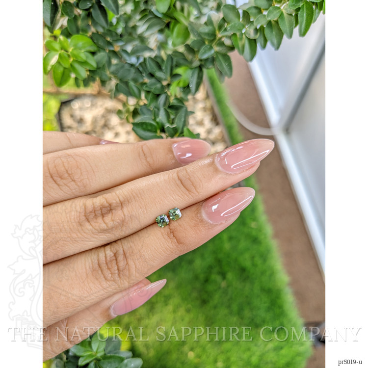 0.56 Ct.Tw. Bluish Green Sapphire Pair from Ceylon (Sri Lanka)