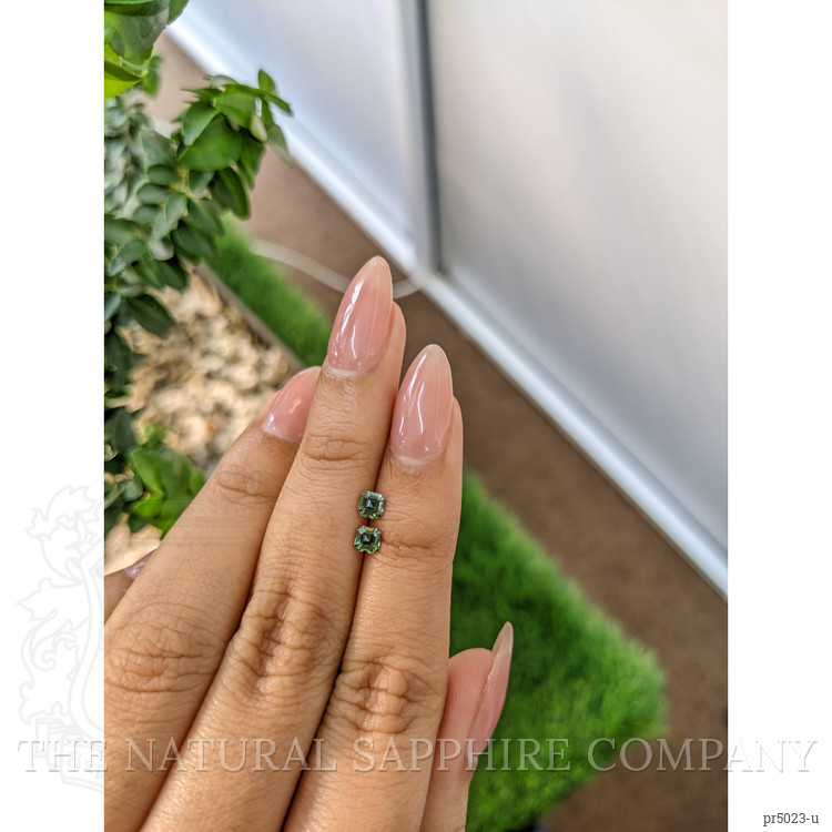 0.53 Ct.Tw. Green Sapphire Pair from Ceylon (Sri Lanka)