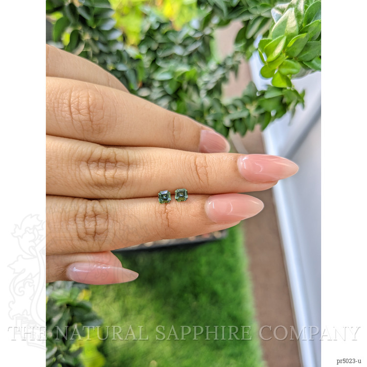 0.53 Ct.Tw. Green Sapphire Pair from Ceylon (Sri Lanka)