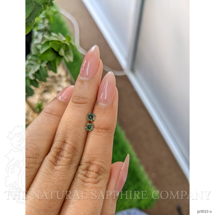 0.53 Ct.Tw. Green Sapphire Pair from Ceylon (Sri Lanka)