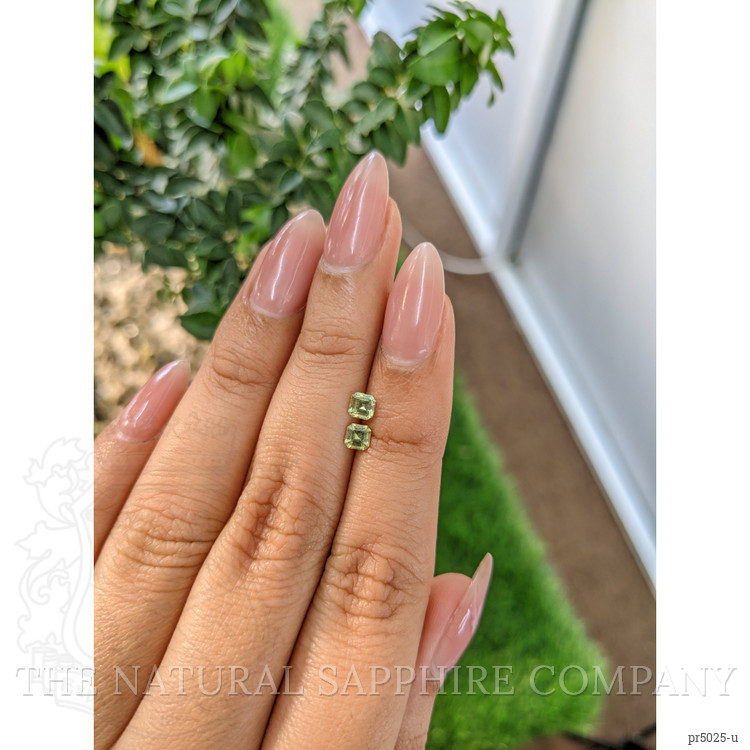 0.46 Ct.Tw. Yellowish Green Sapphire Pair from Ceylon (Sri Lanka)