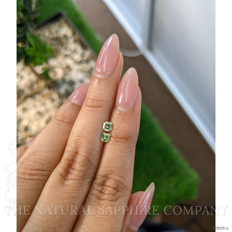 0.46 Ct.Tw. Yellowish Green Sapphire Pair from Ceylon (Sri Lanka)