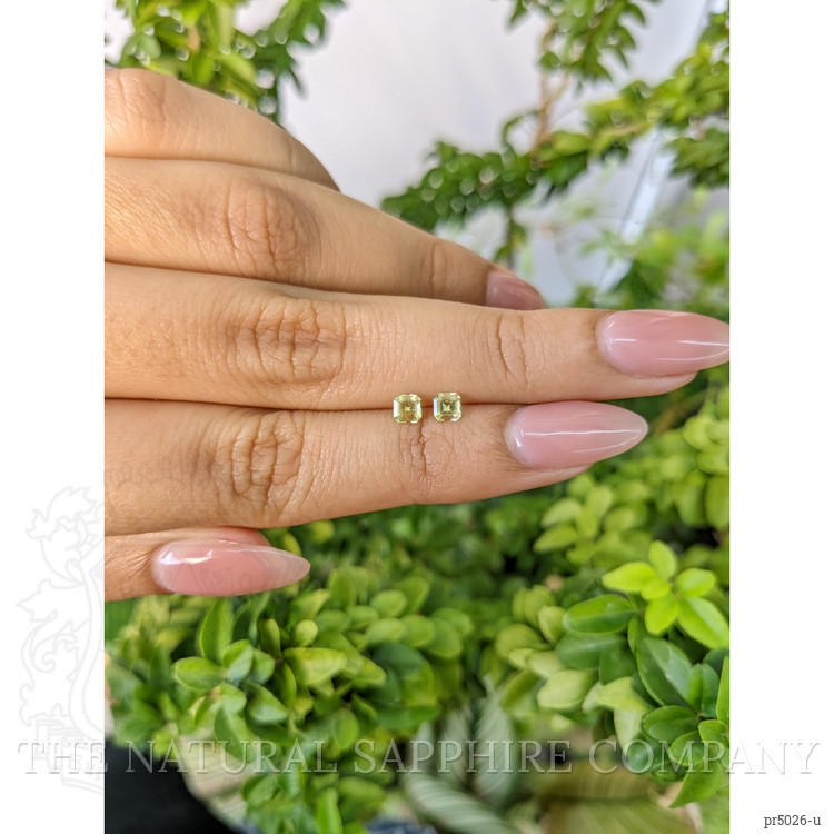 0.53 Ct.Tw. Greenish Yellow Sapphire Pair from Ceylon (Sri Lanka)