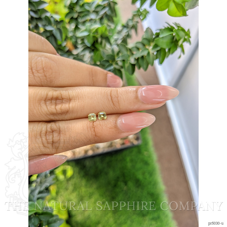 0.49 Ct.Tw. Yellowish Green Sapphire Pair from Ceylon (Sri Lanka)