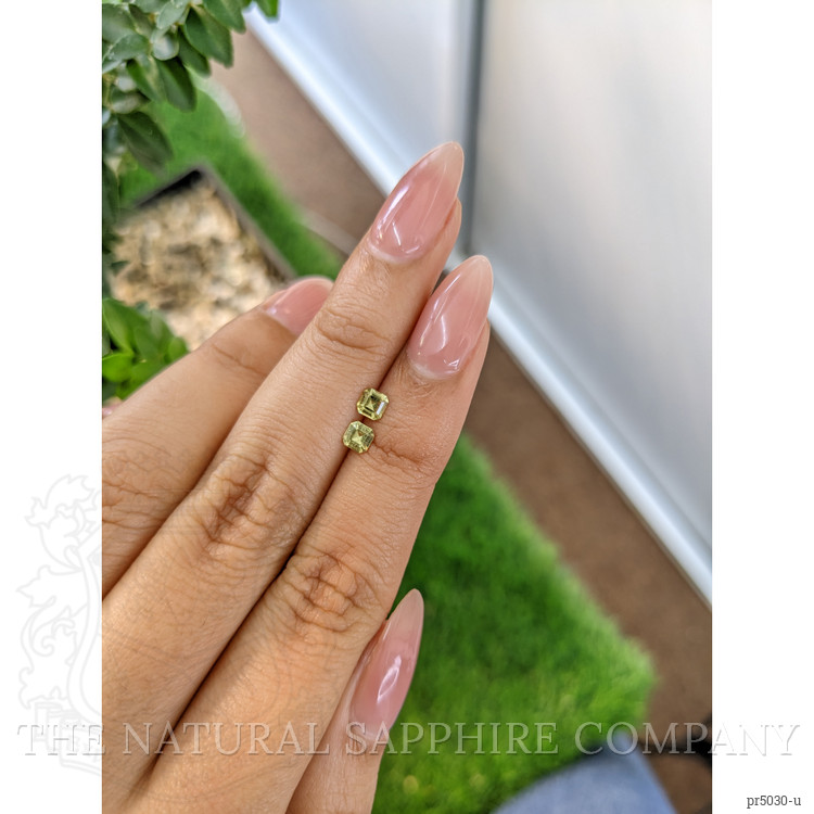 0.49 Ct.Tw. Yellowish Green Sapphire Pair from Ceylon (Sri Lanka)