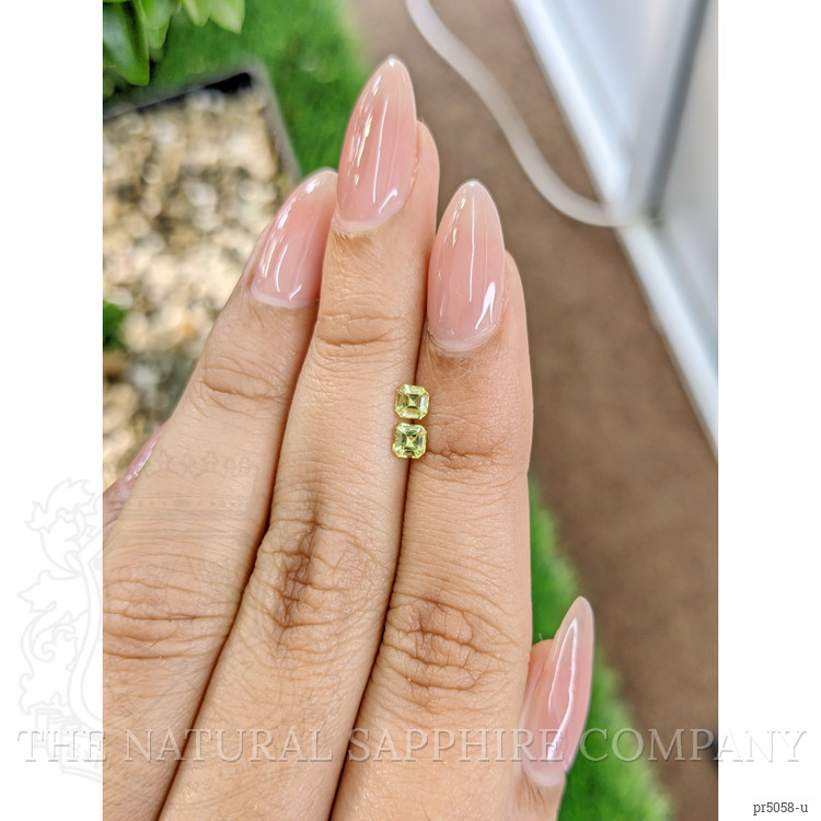 0.51 Ct.Tw. Yellowish Green Sapphire Pair from Ceylon (Sri Lanka)