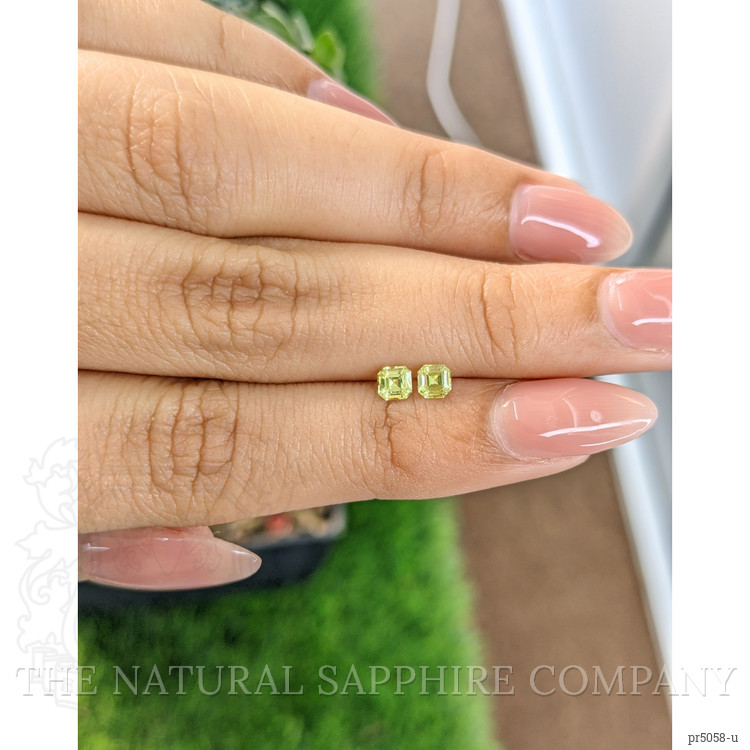 0.51 Ct.Tw. Yellowish Green Sapphire Pair from Ceylon (Sri Lanka)