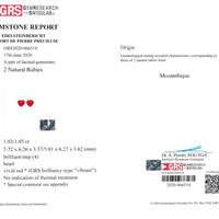 2.06 Ct.Tw.Total Carat Weight Ruby Pair from Mozambique Scan Report