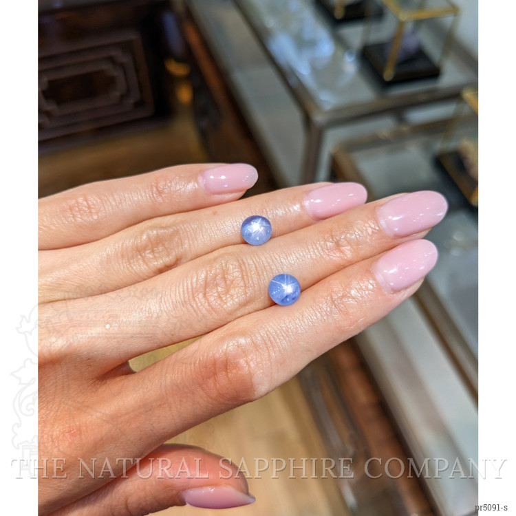 4.50 Ct.Tw. Blue Star Sapphire Pair from Burma (Myanmar)