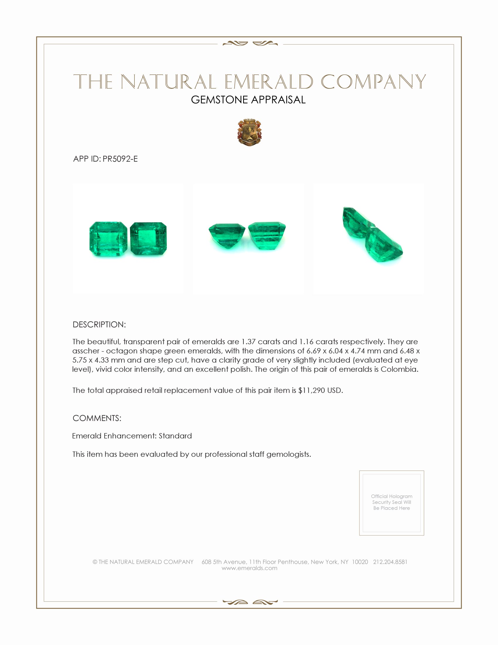 2.53 Ct.Tw. Emerald Pair from Colombia