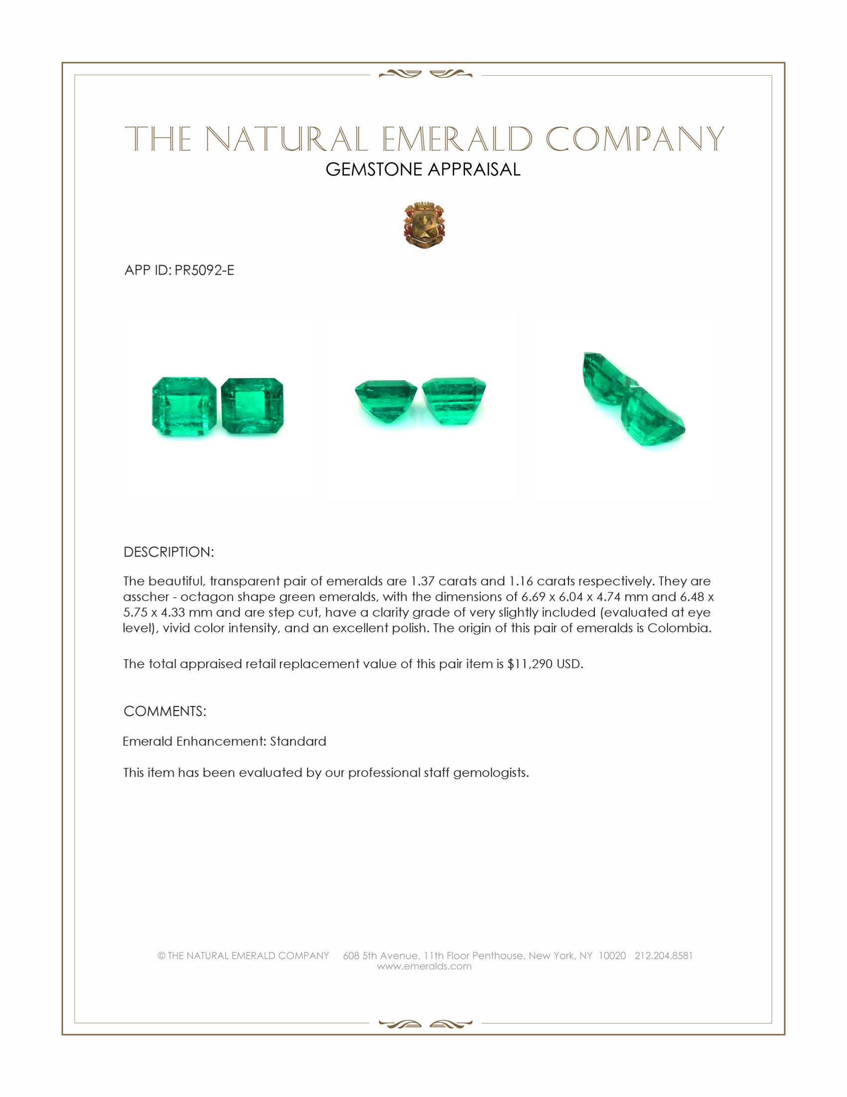 2.53 Ct.Tw. Emerald Pair from Colombia