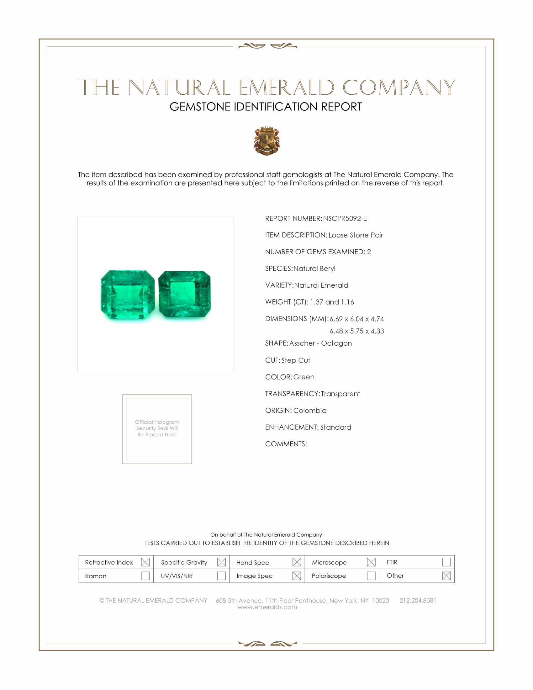 2.53 Ct.Tw. Emerald Pair from Colombia