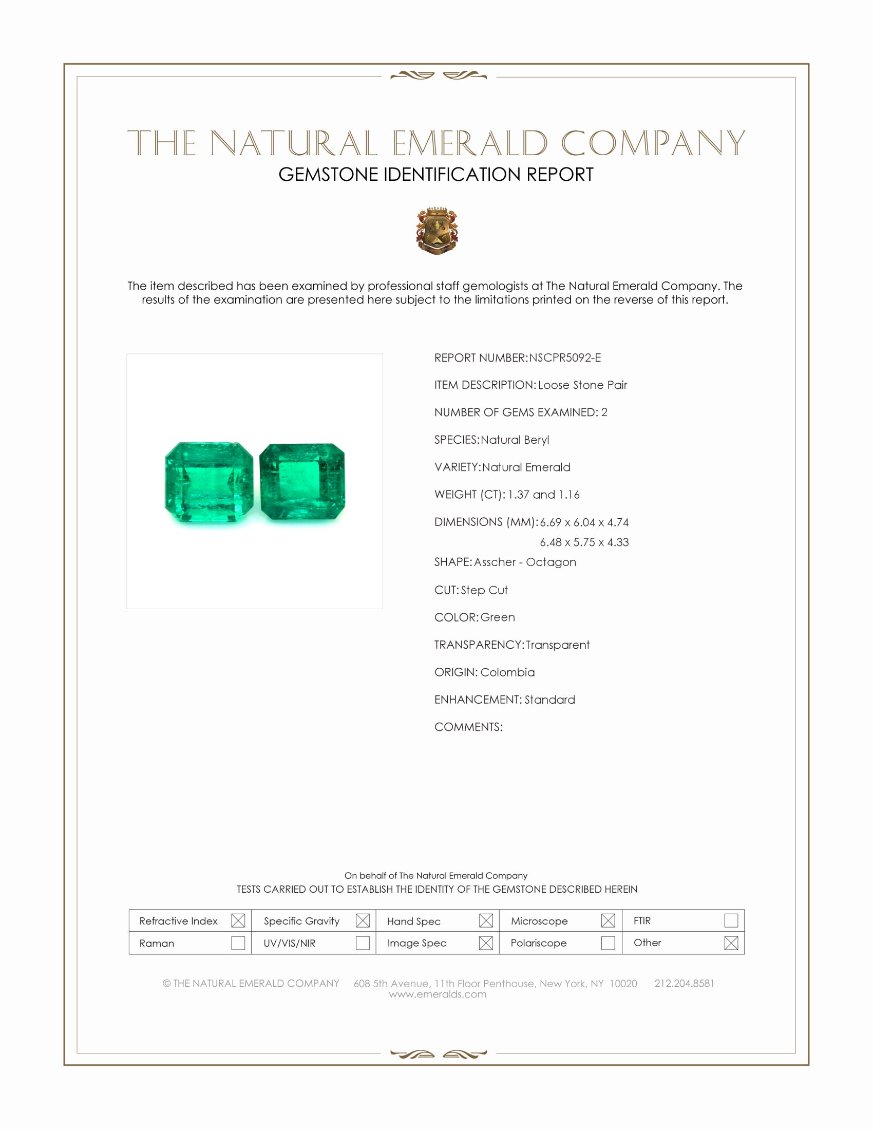 2.53 Ct.Tw. Emerald Pair from Colombia