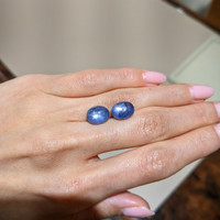 15.26&nbsp;Ct.Tw.Total Carat Weight Blue Star Sapphire Pair from Burma (Myanmar) Life Style