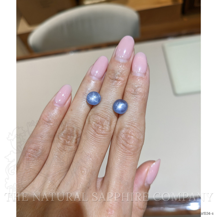 6.97 Ct.Tw. Blue Star Sapphire Pair from Burma (Myanmar)