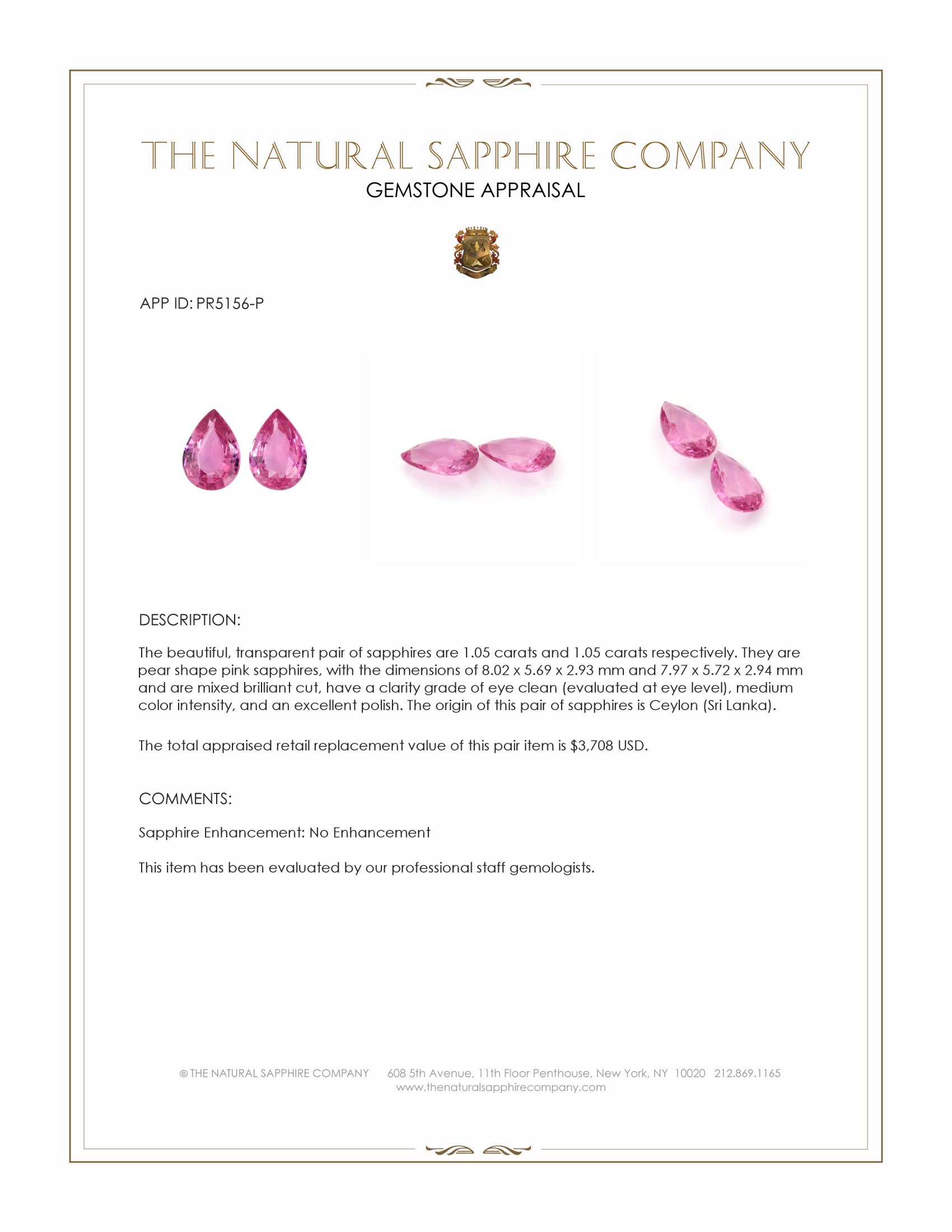 2.10 Ct.Tw. Pink Sapphire Pair from Ceylon (Sri Lanka)