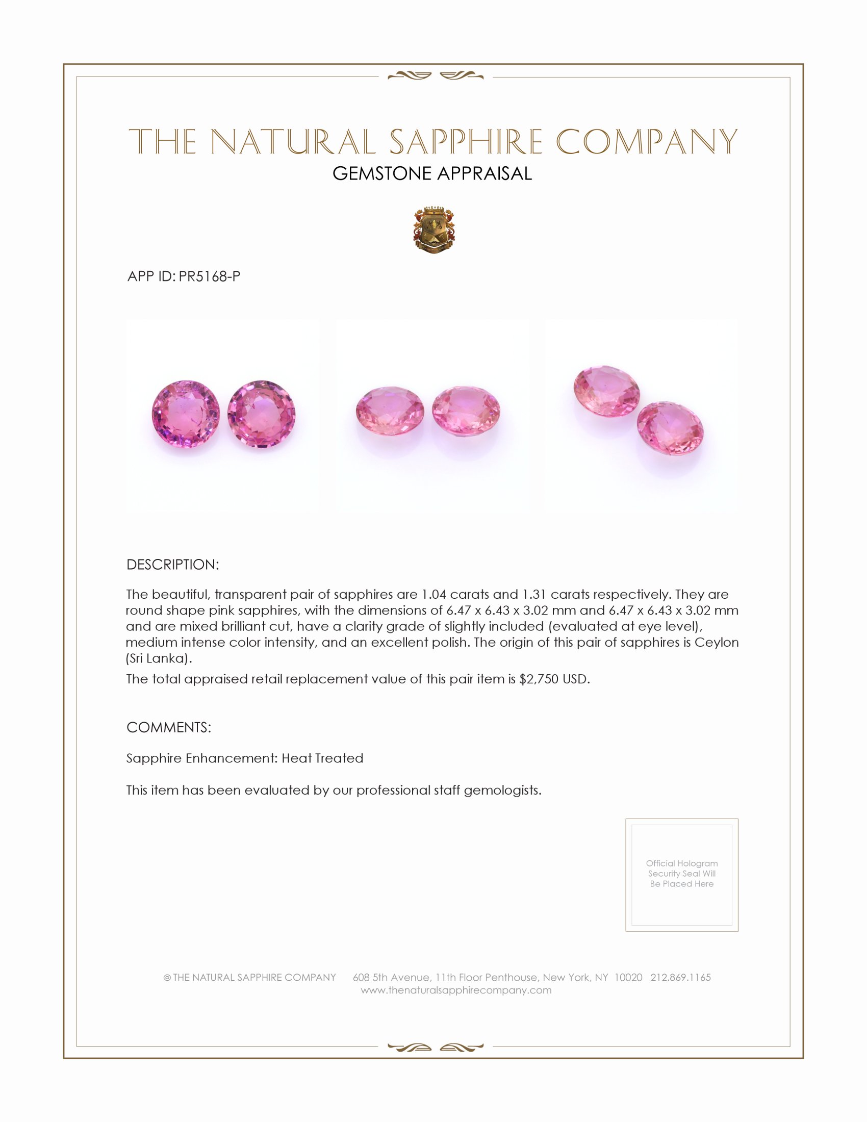 2.35 Ct.Tw. Pink Sapphire Pair from Ceylon (Sri Lanka)