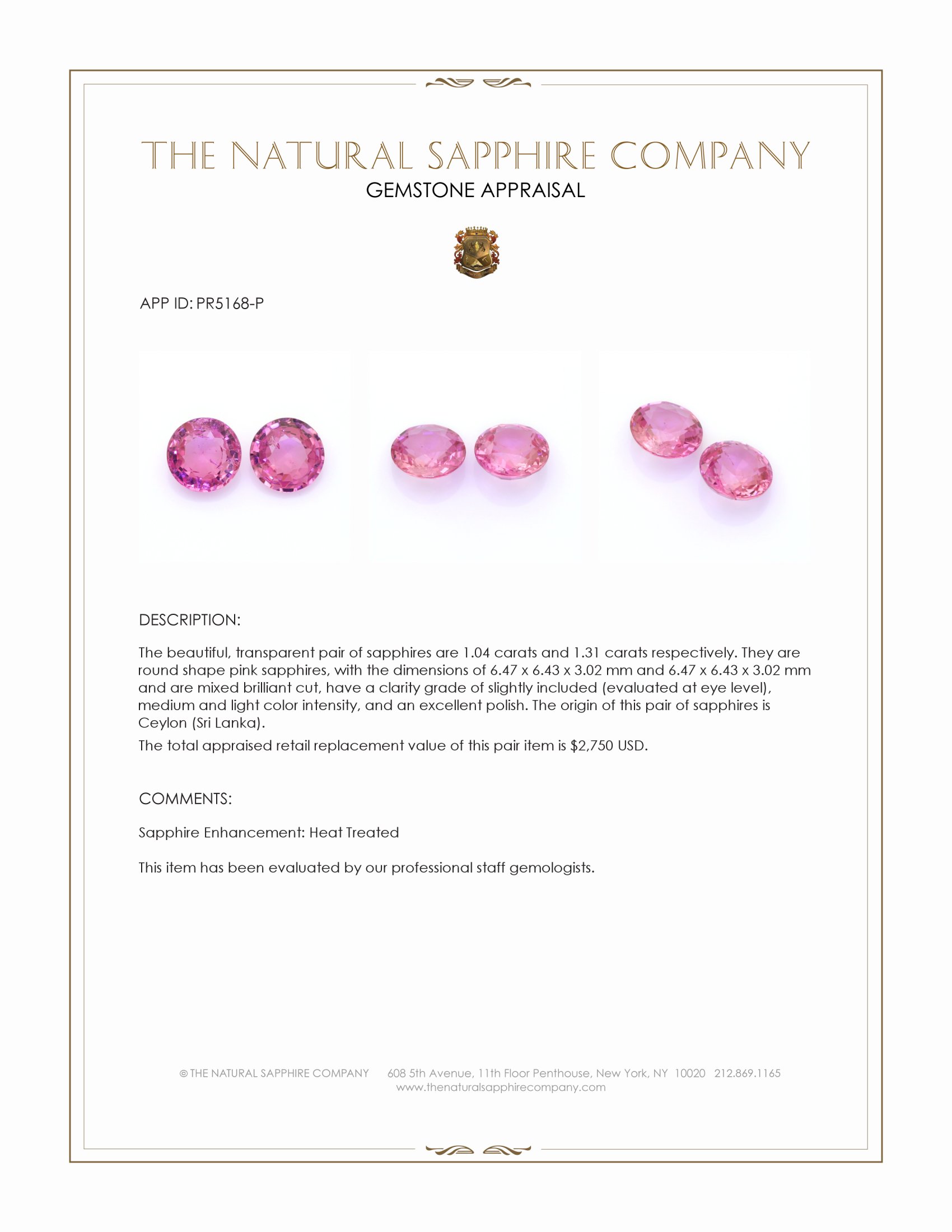 2.35 Ct.Tw. Pink Sapphire Pair from Ceylon (Sri Lanka)