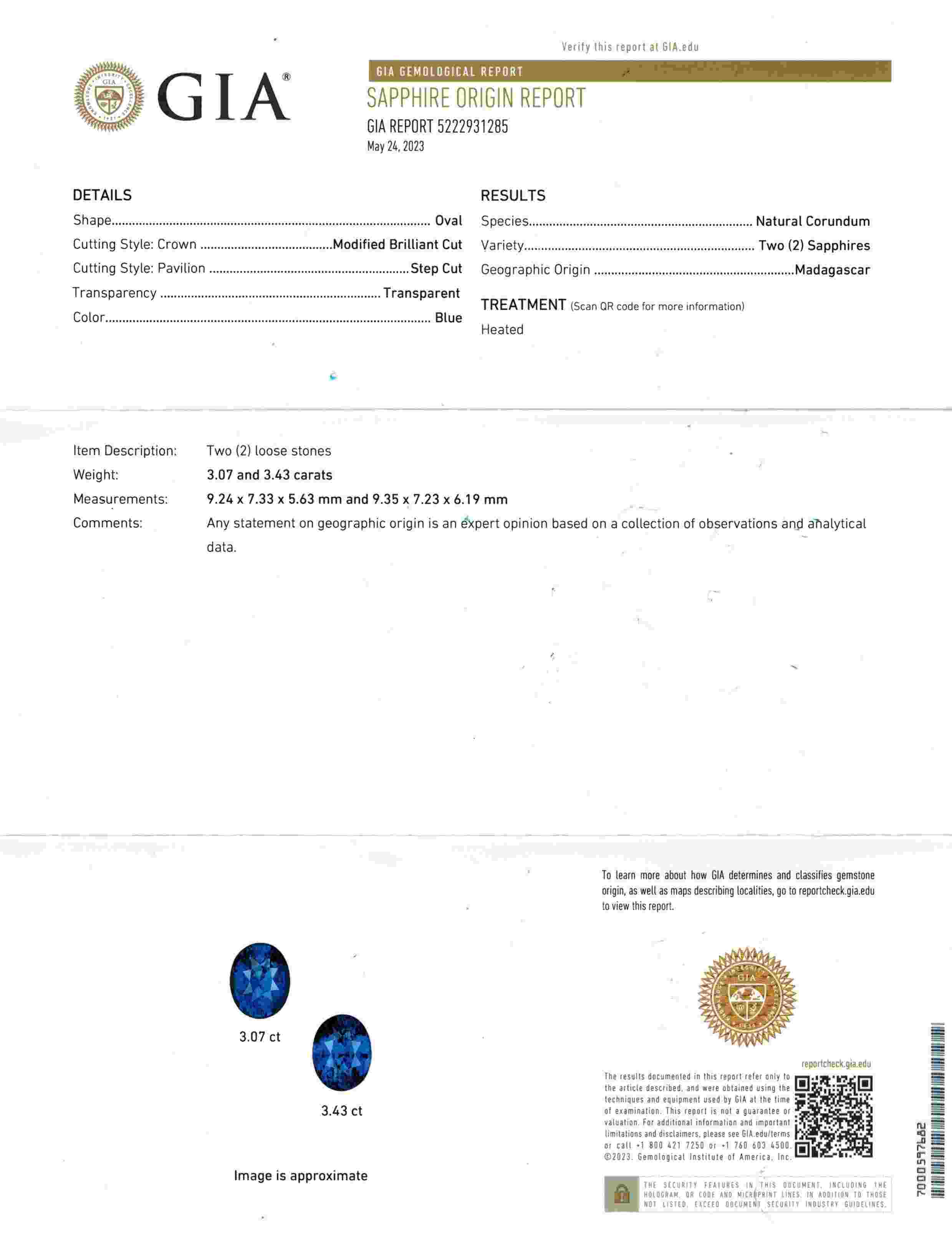 6.50 Ct.Tw. Blue Sapphire Pair from Ceylon (Sri Lanka)