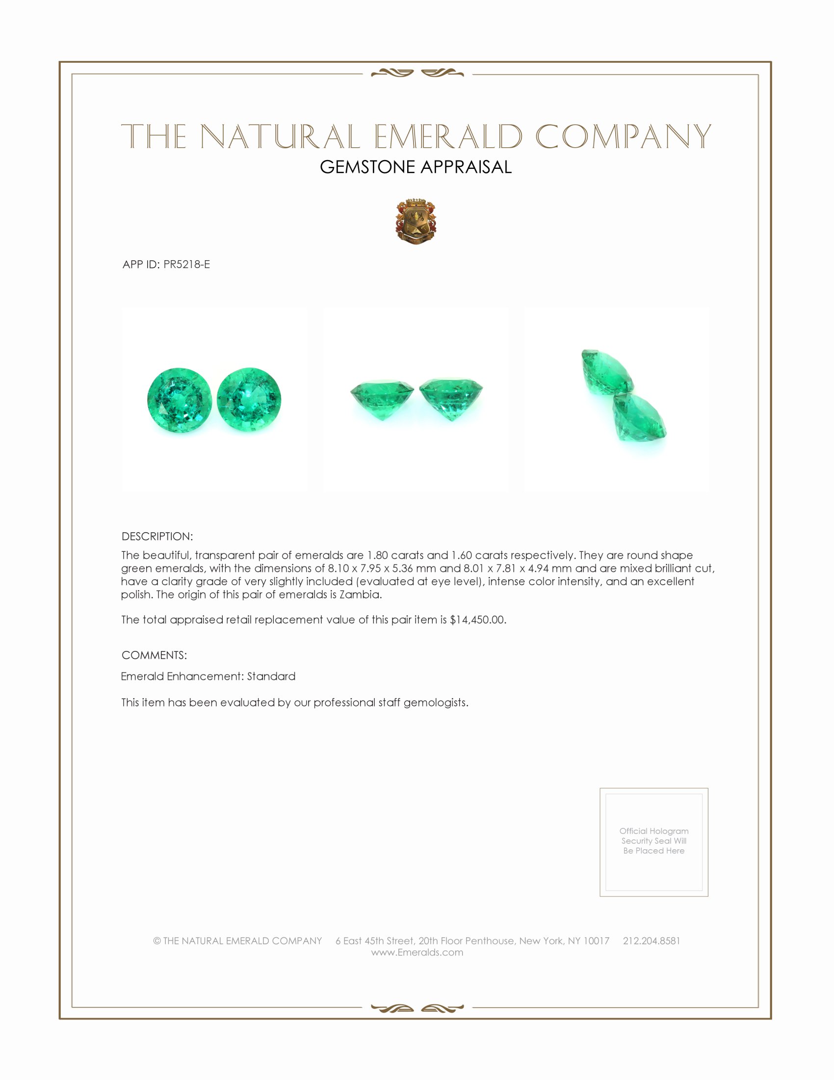 3.40 Ct.Tw. Emerald Pair from Zambia