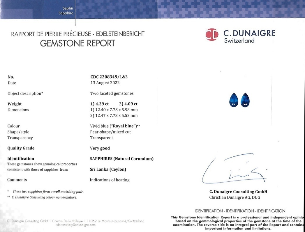 8.48 Ct.Tw. Blue Sapphire Pair from Ceylon (Sri Lanka)