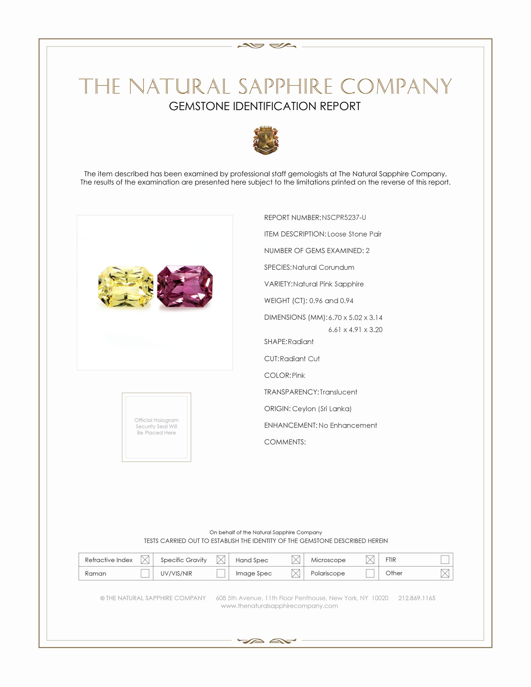 1.90 Ct.Tw. Pink Sapphire Pair from Ceylon (Sri Lanka)