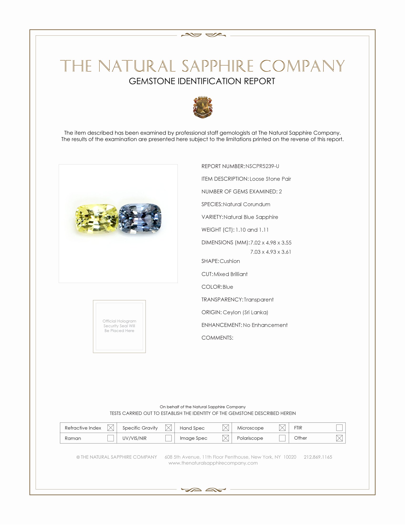 2.21 Ct.Tw. Yellow Sapphire Pair from Ceylon (Sri Lanka)