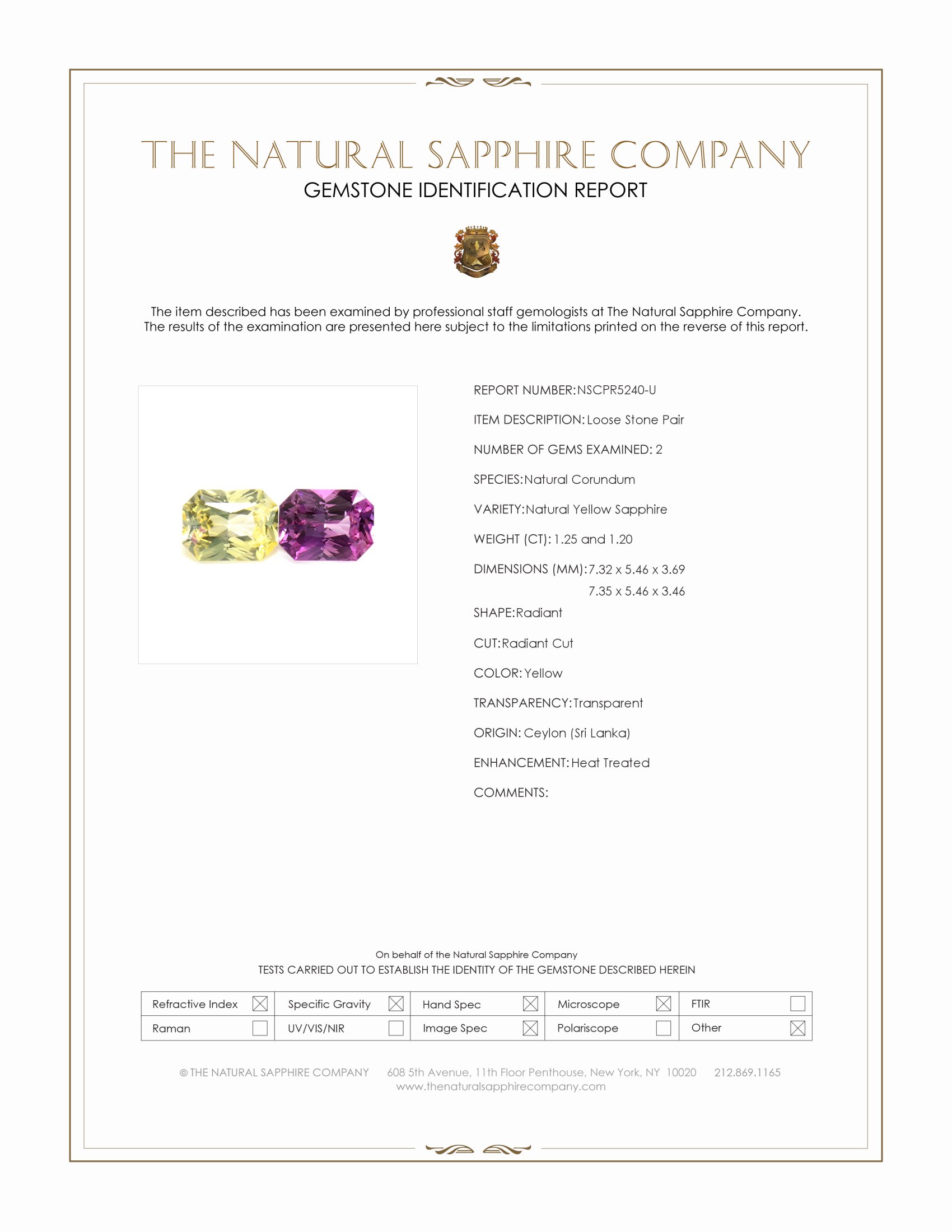 2.45 Ct.Tw. Yellow Sapphire Pair from Ceylon (Sri Lanka)