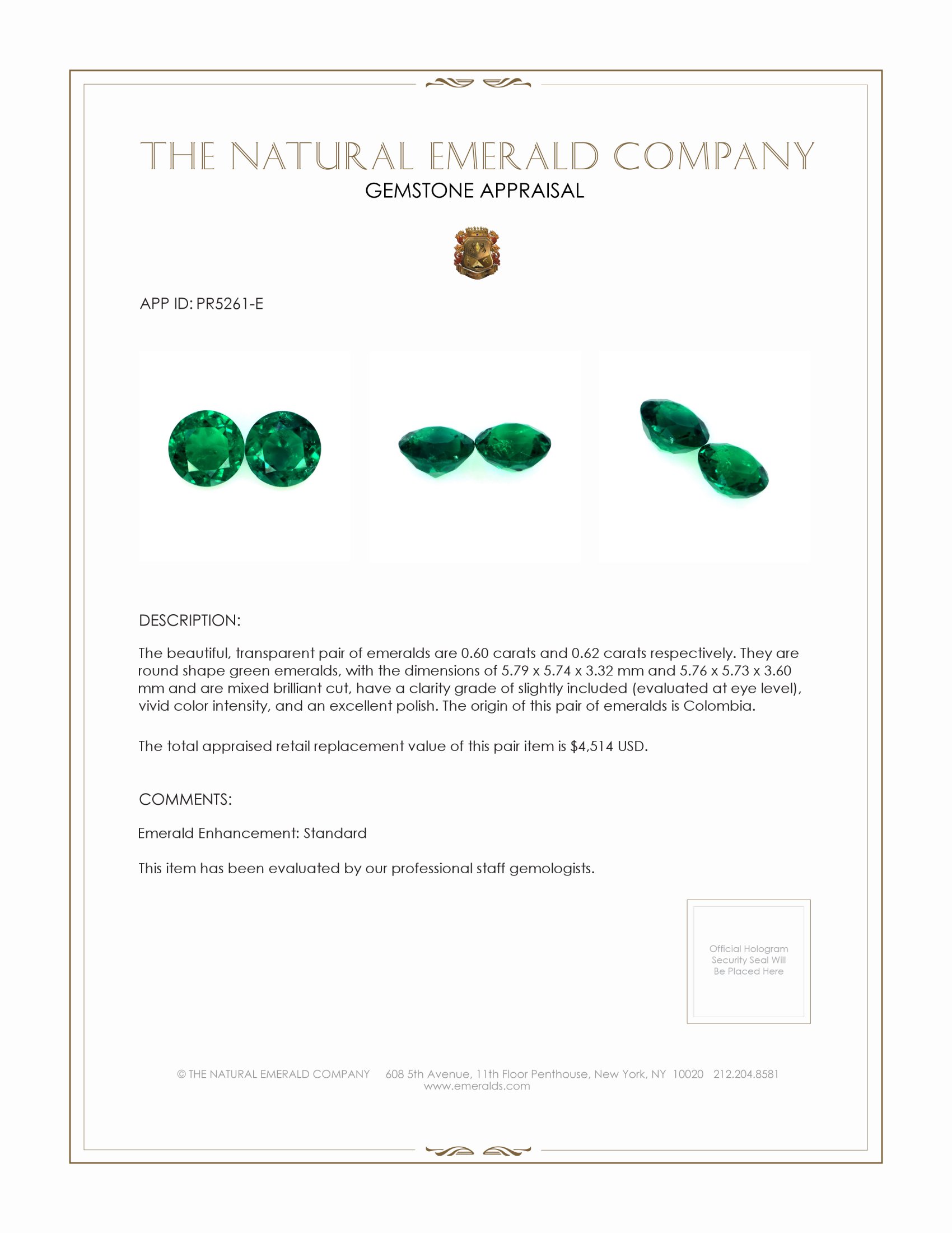 1.22 Ct.Tw. Emerald Pair from Colombia