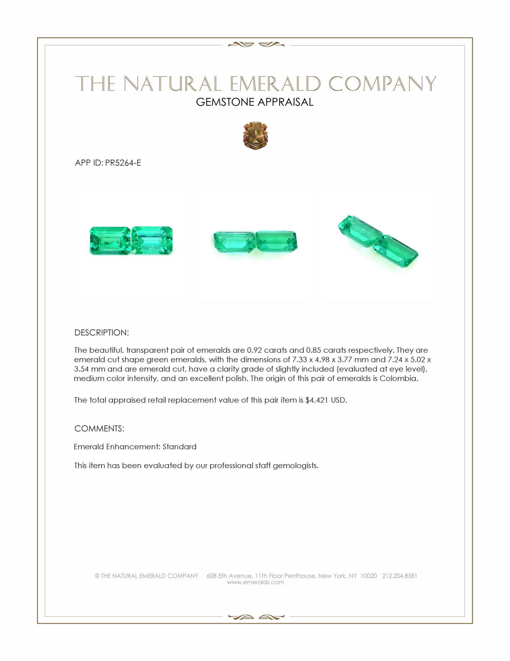1.77 Ct.Tw. Emerald Pair from Colombia