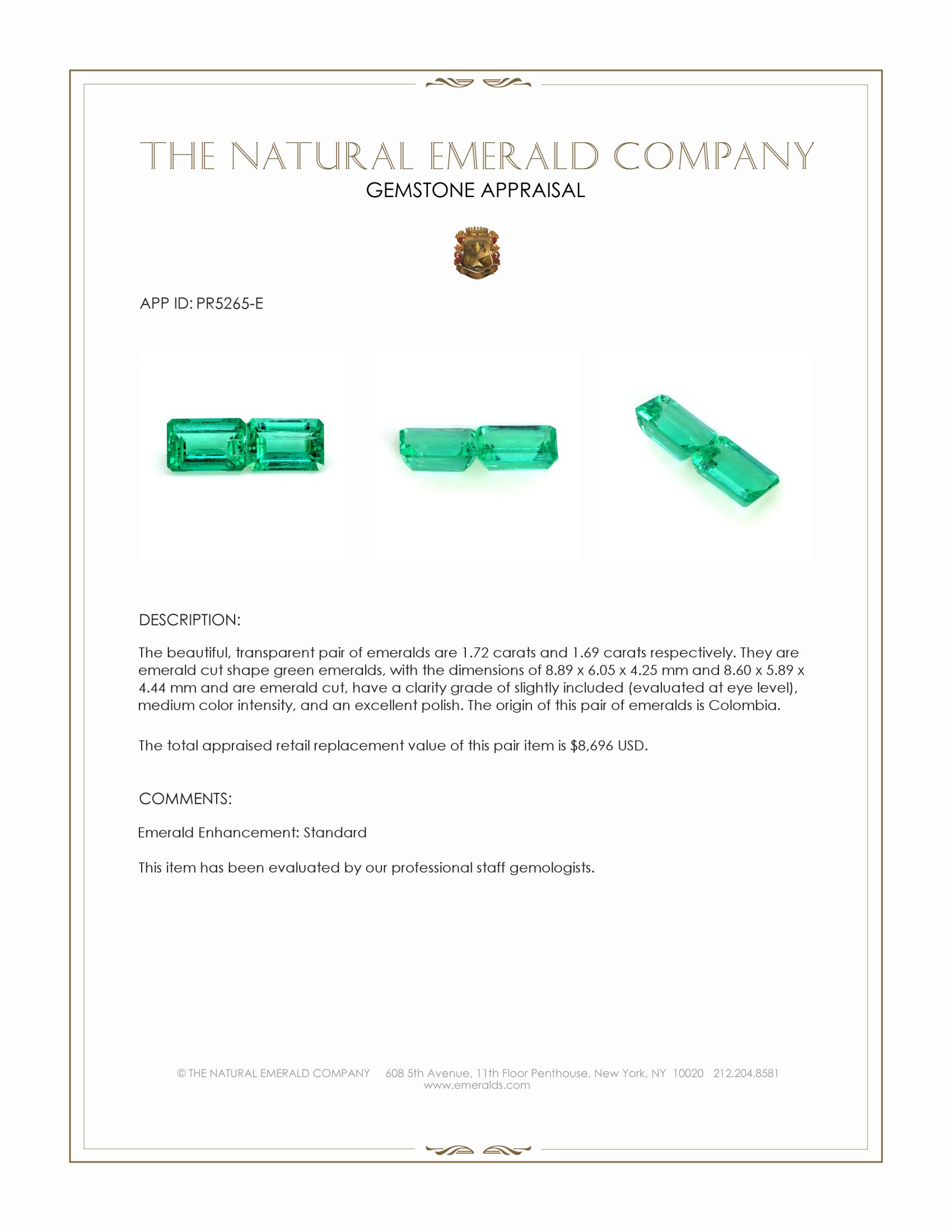 3.41 Ct.Tw. Emerald Pair from Colombia