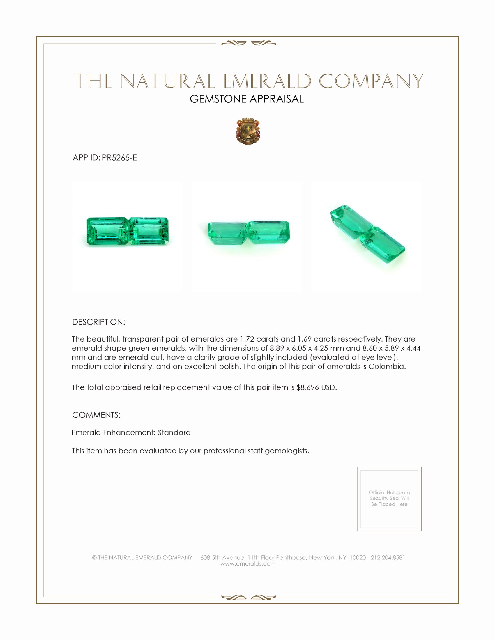 3.41 Ct.Tw. Emerald Pair from Colombia