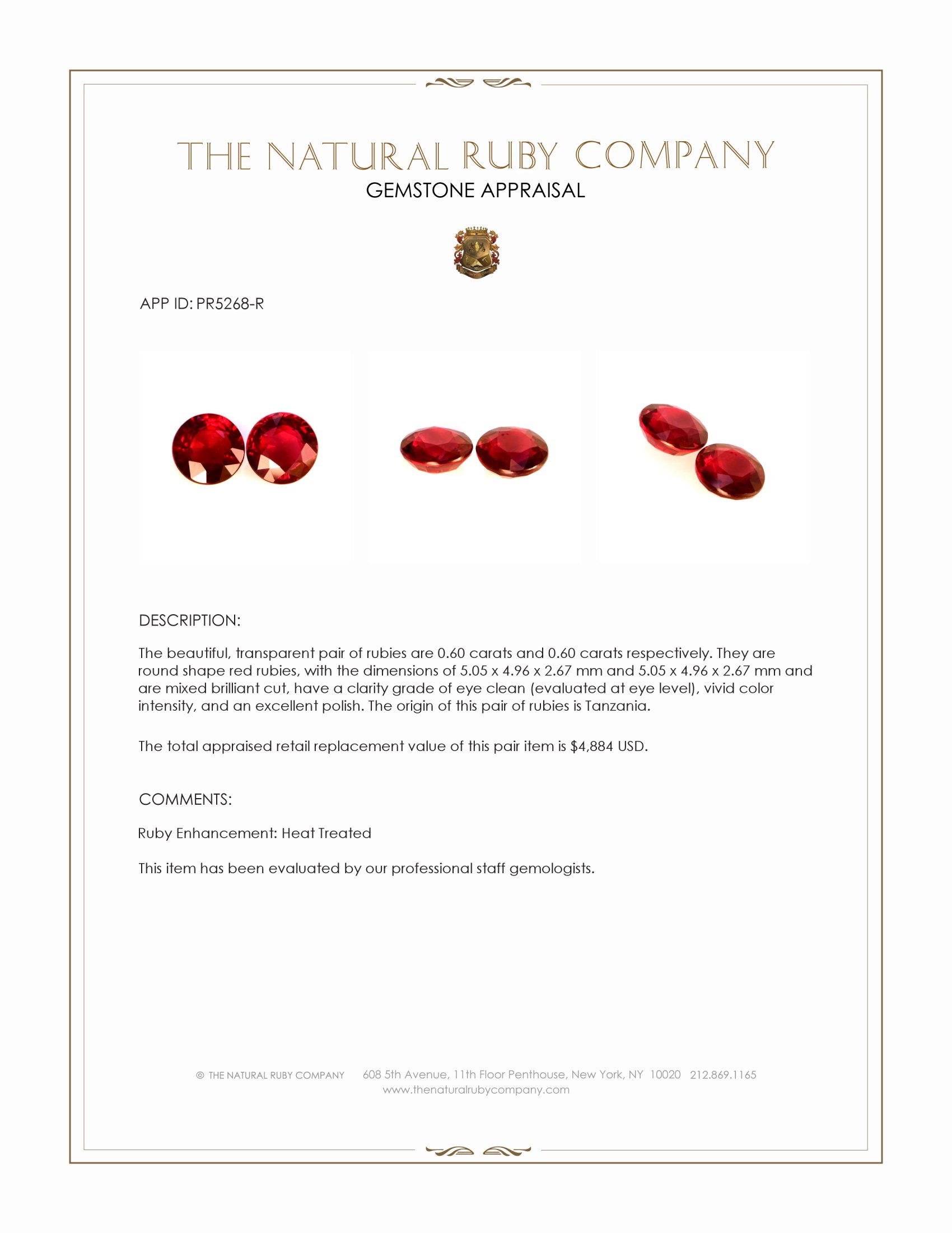 1.20 Ct.Tw. Ruby Pair from Tanzania