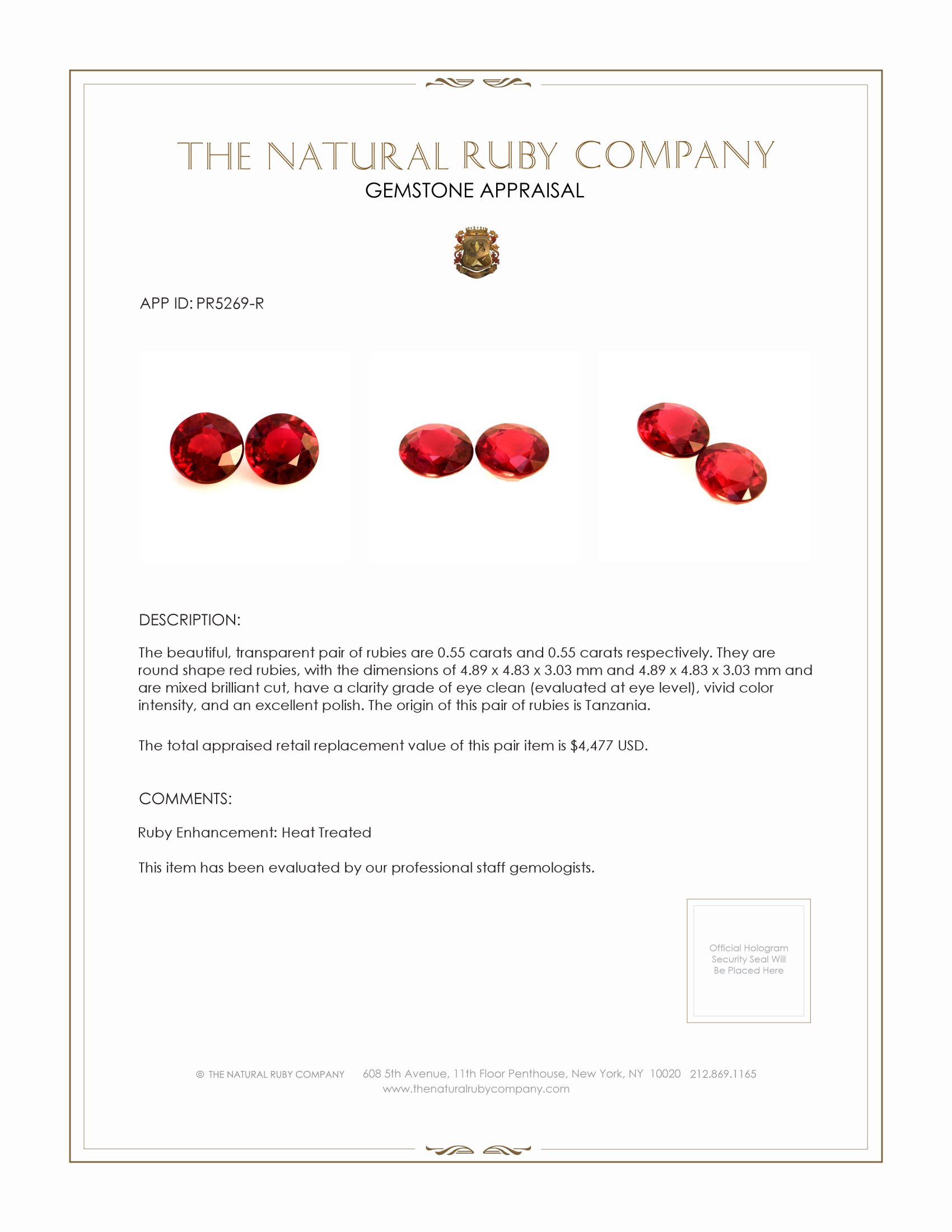 1.10 Ct.Tw. Ruby Pair from Tanzania