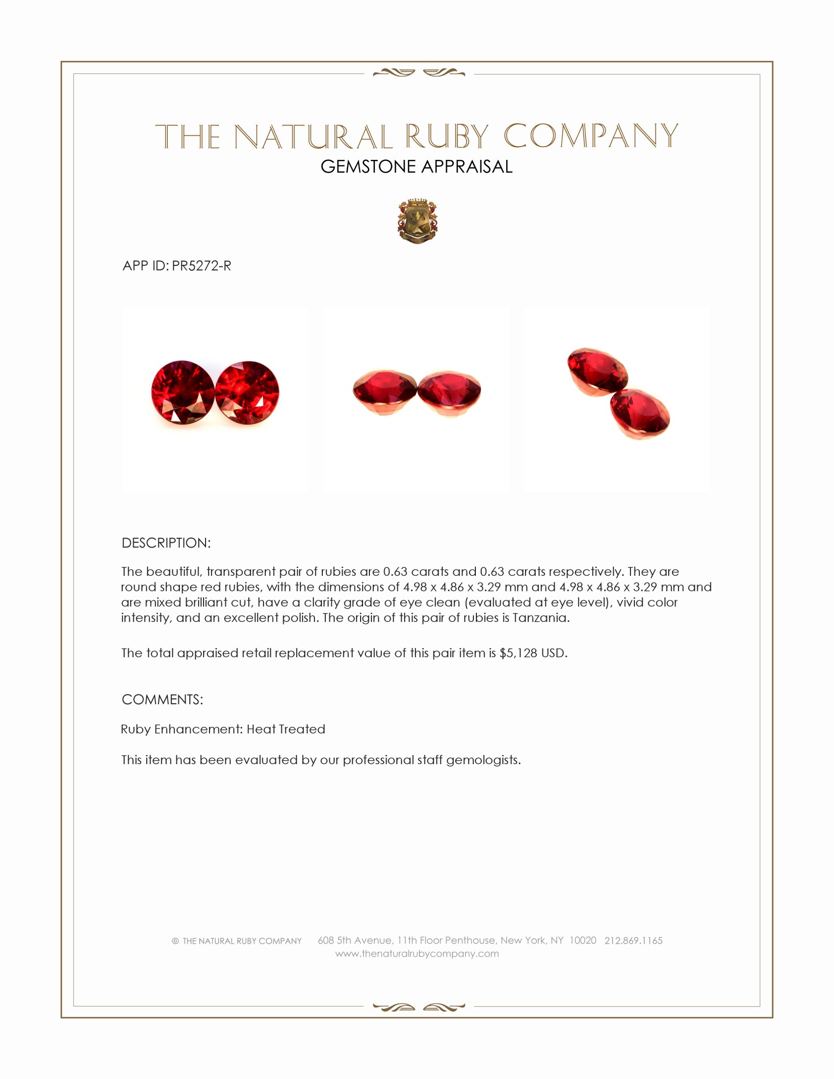 1.26 Ct.Tw. Ruby Pair from Tanzania