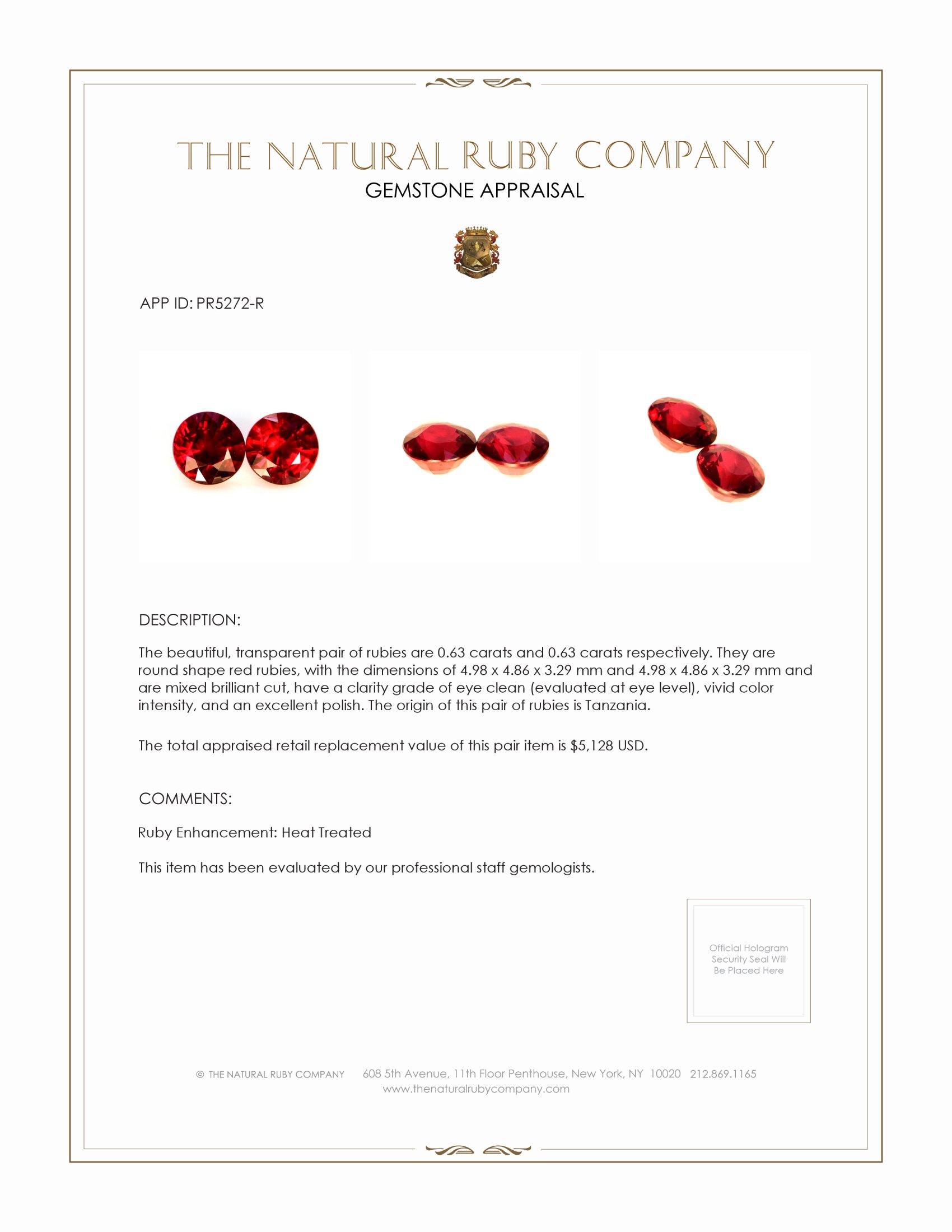 1.26 Ct.Tw. Ruby Pair from Tanzania