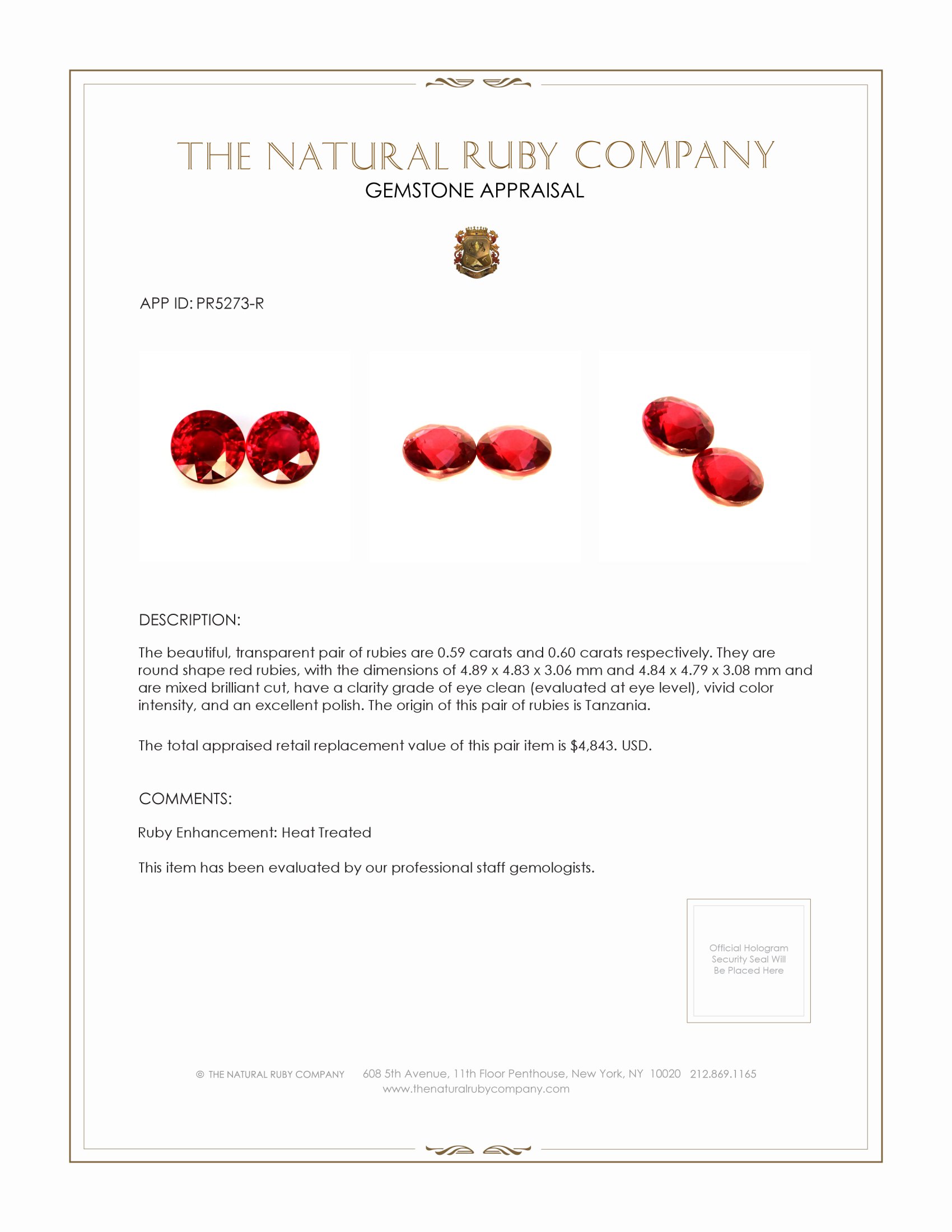 1.19 Ct.Tw. Ruby Pair from Tanzania