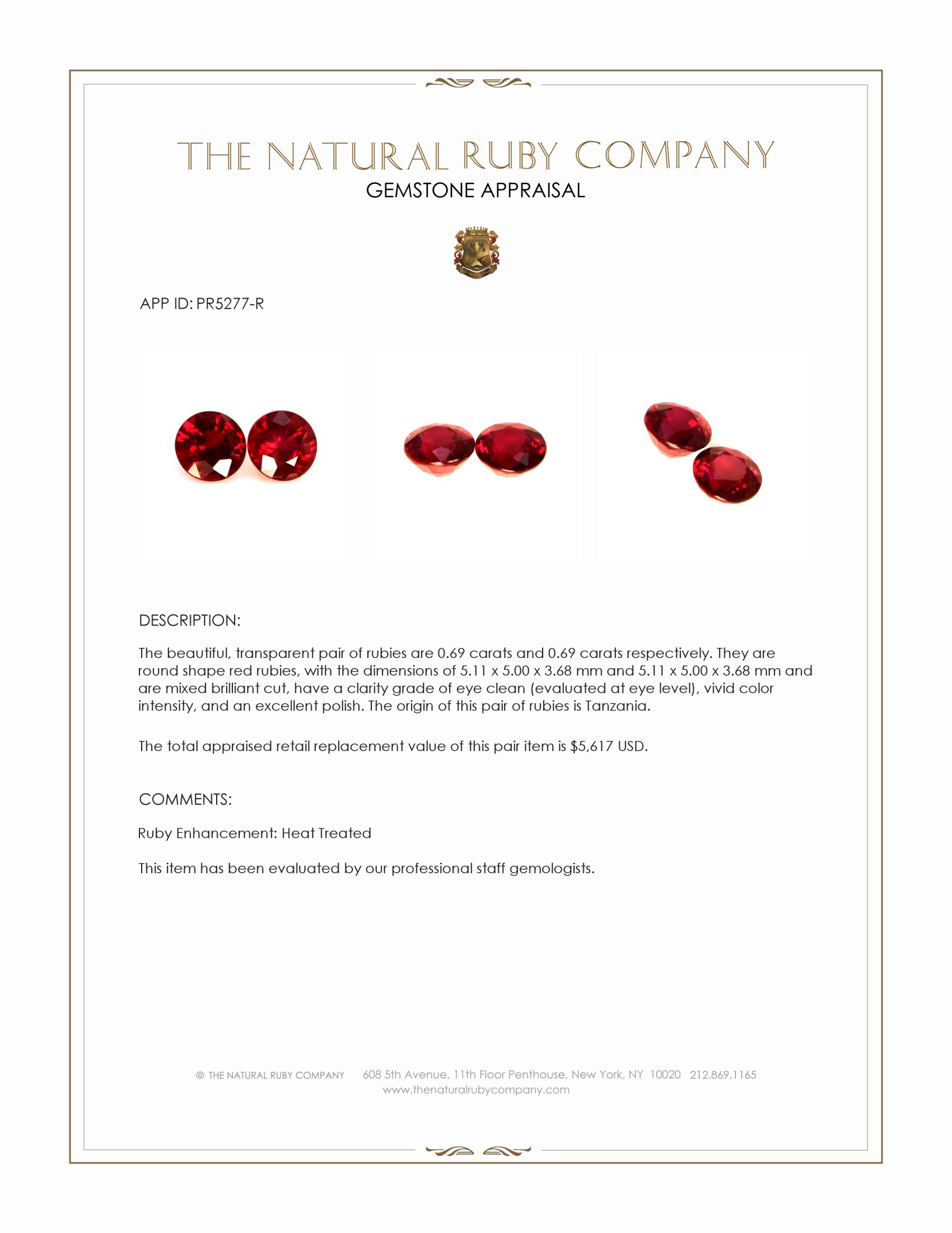1.38 Ct.Tw. Ruby Pair from Tanzania
