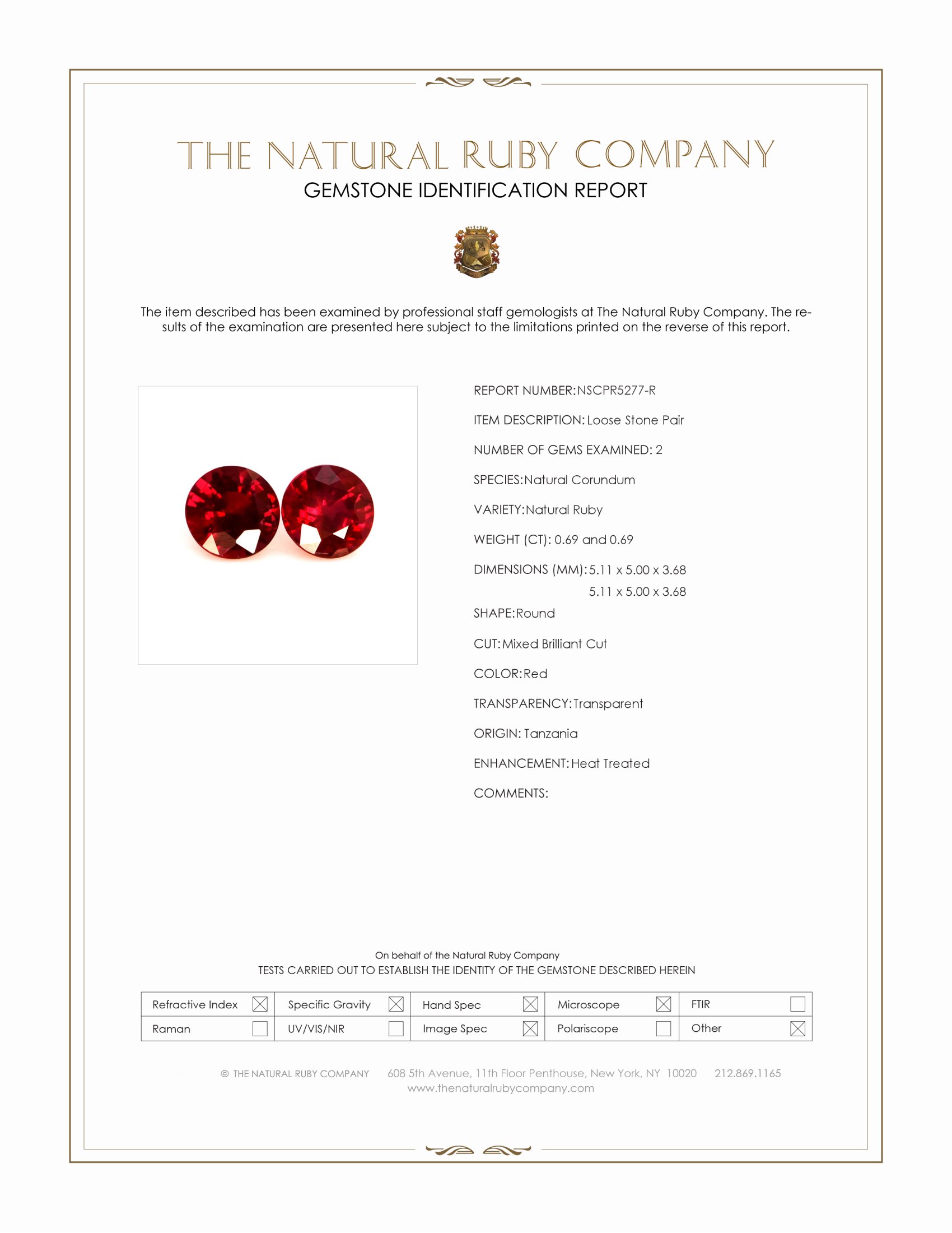 1.38 Ct.Tw. Ruby Pair from Tanzania