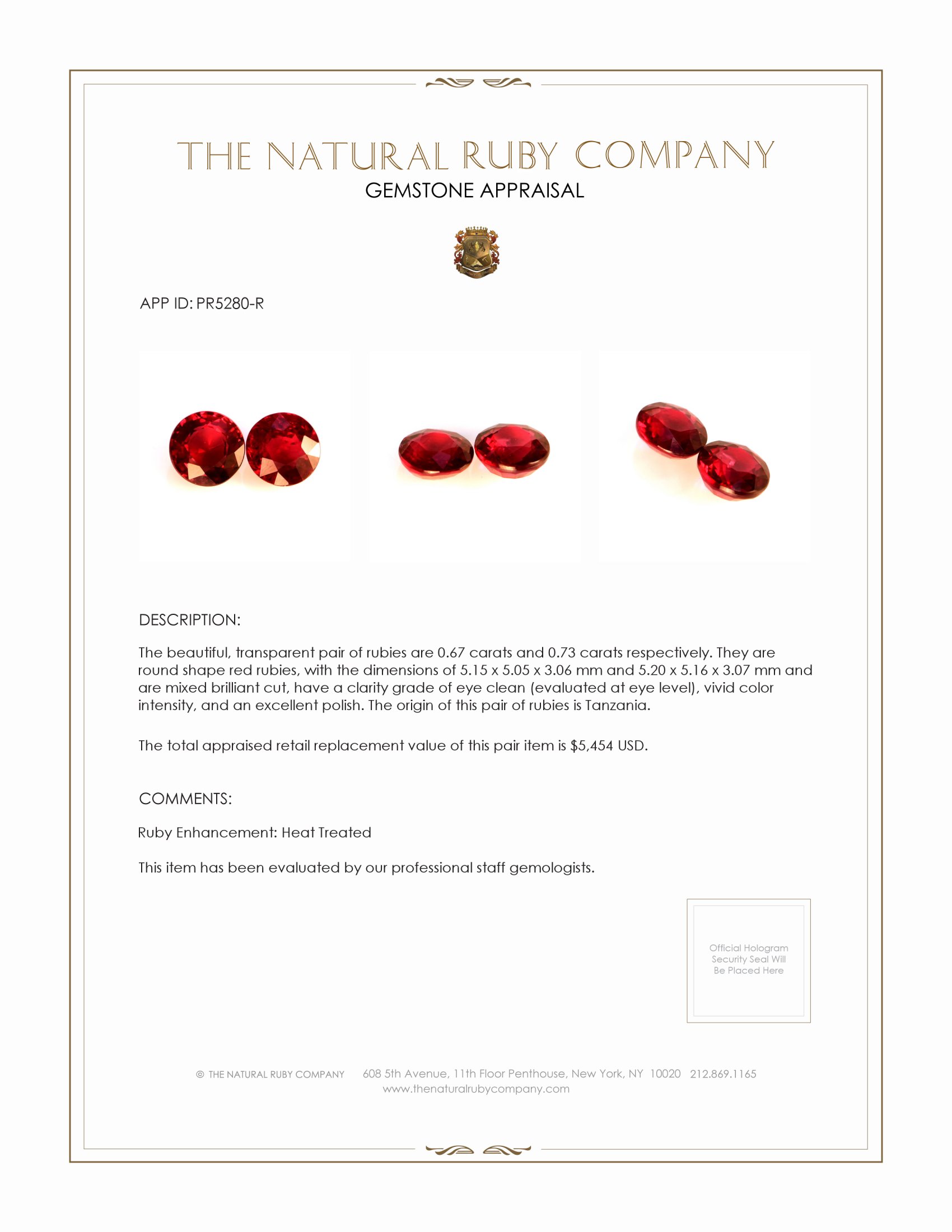 1.40 Ct.Tw. Ruby Pair from Tanzania