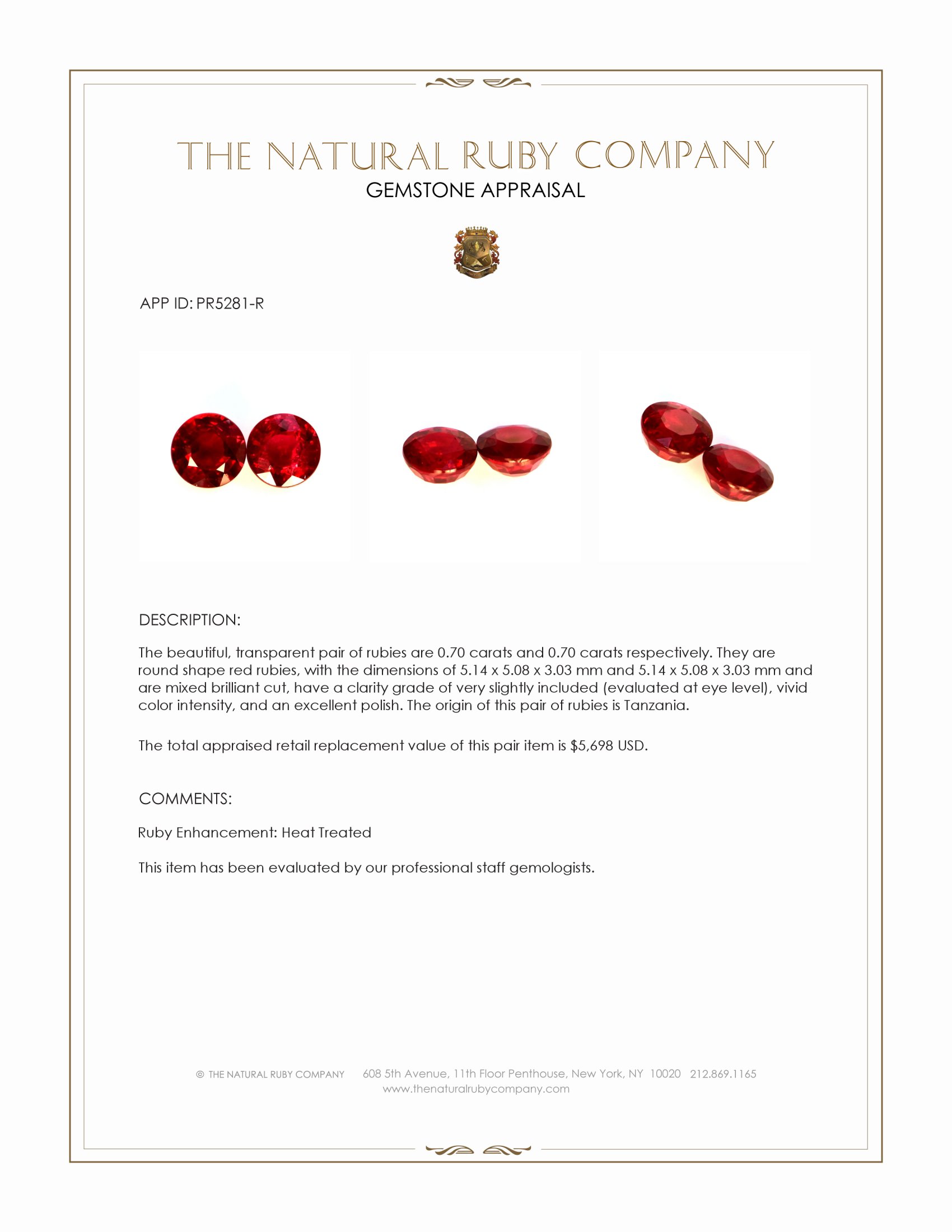 1.40 Ct.Tw. Ruby Pair from Tanzania