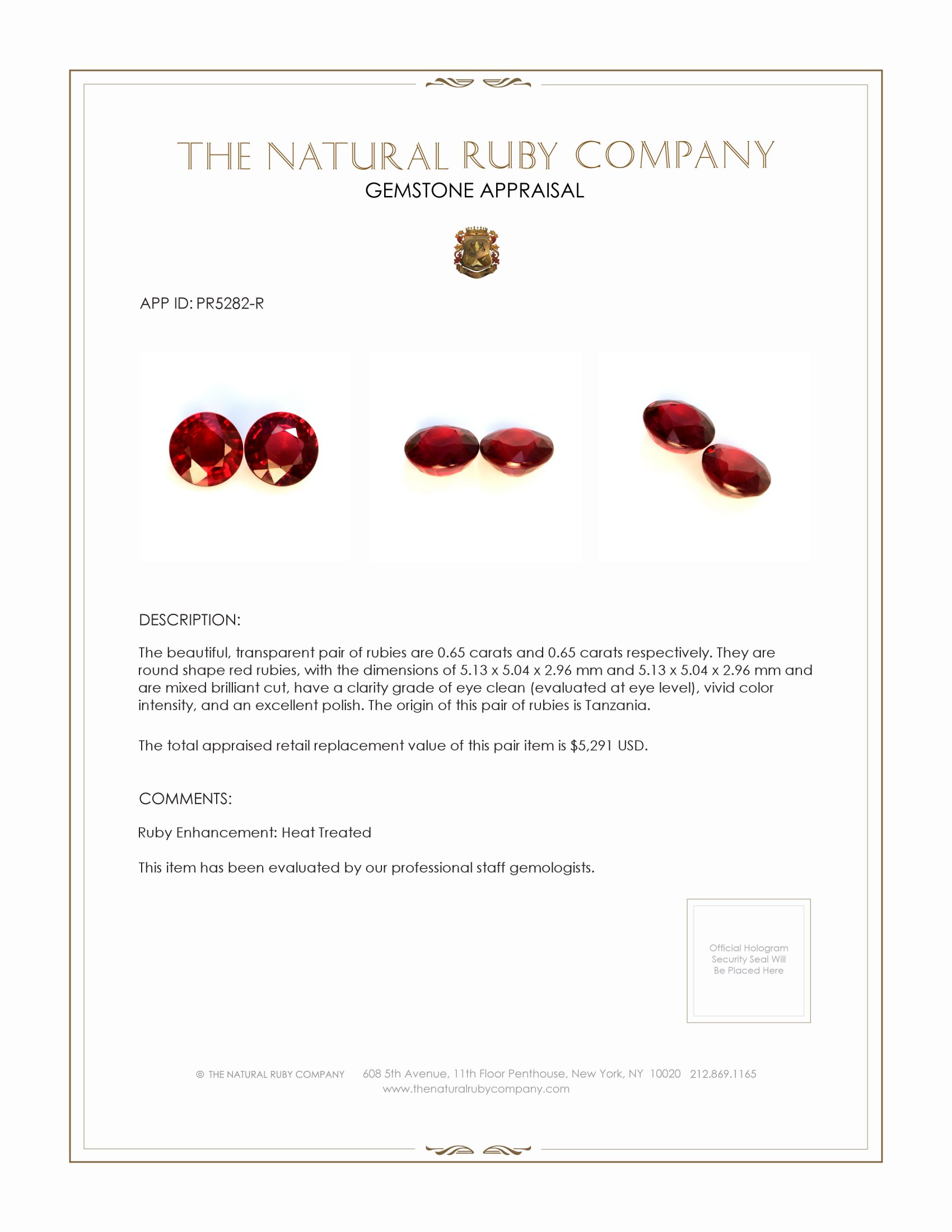 1.30 Ct.Tw. Ruby Pair from Tanzania