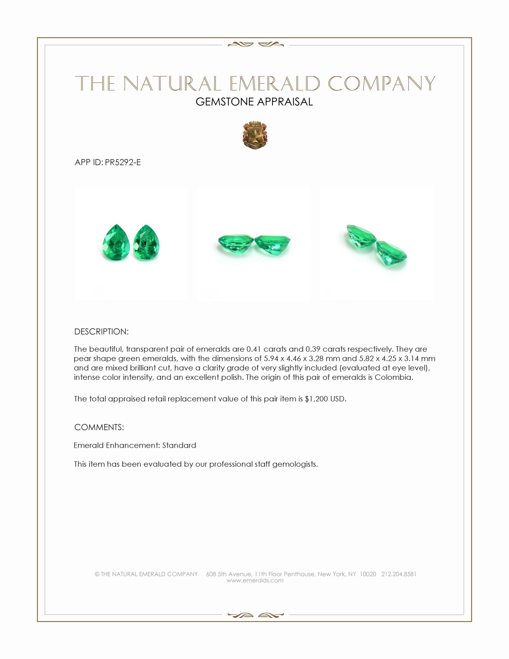 0.80 Ct.Tw. Emerald Pair from Colombia