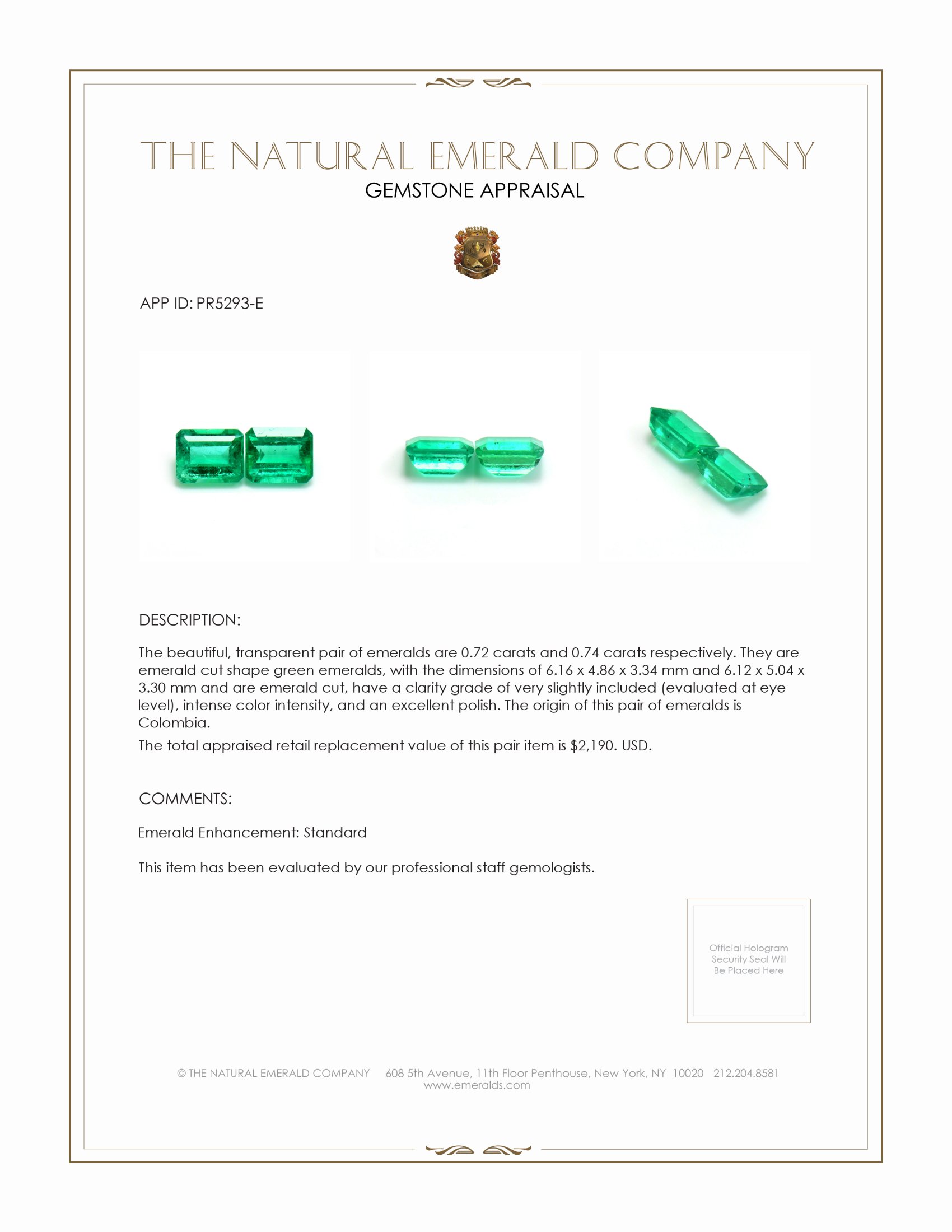 1.46 Ct.Tw. Emerald Pair from Colombia