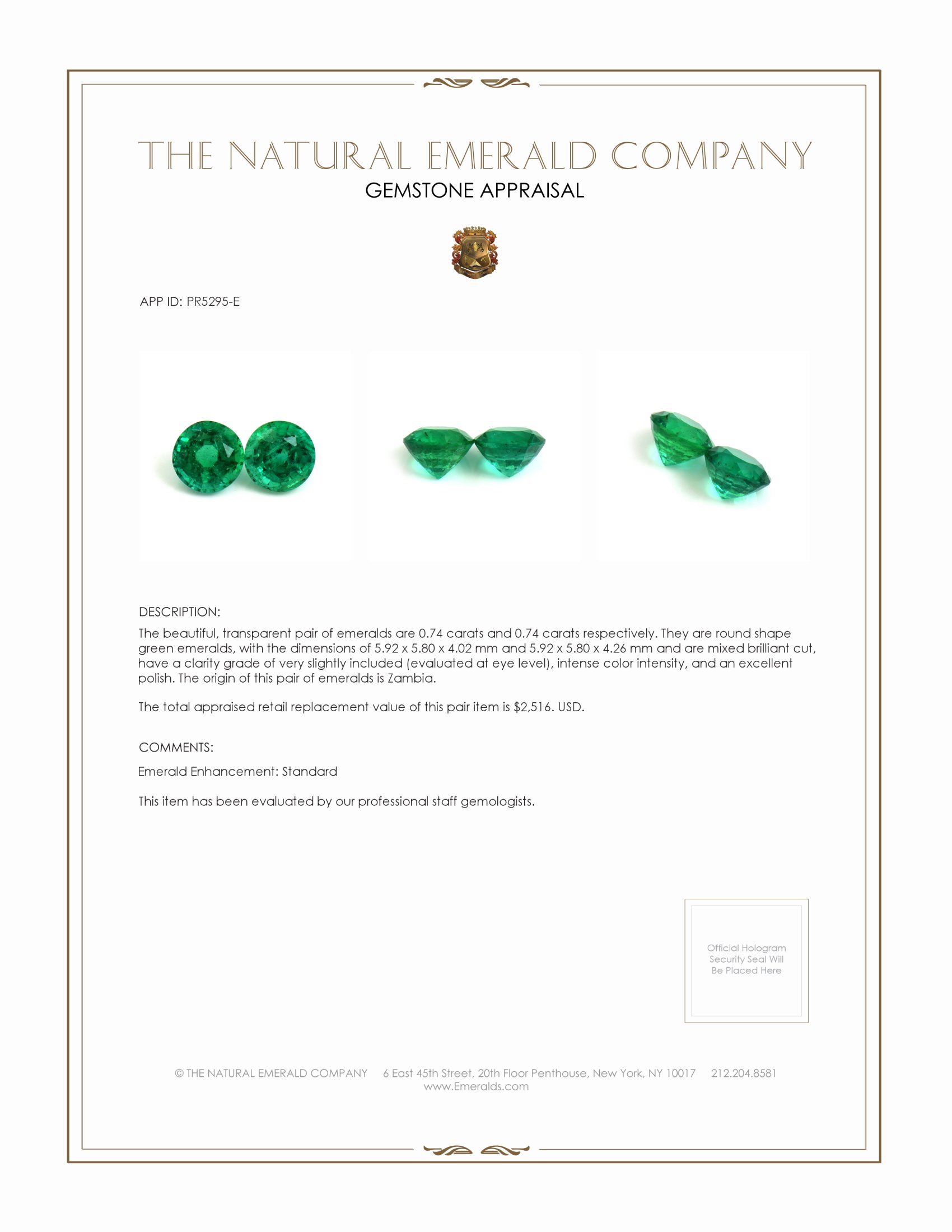1.48 Ct.Tw. Emerald Pair from Zambia