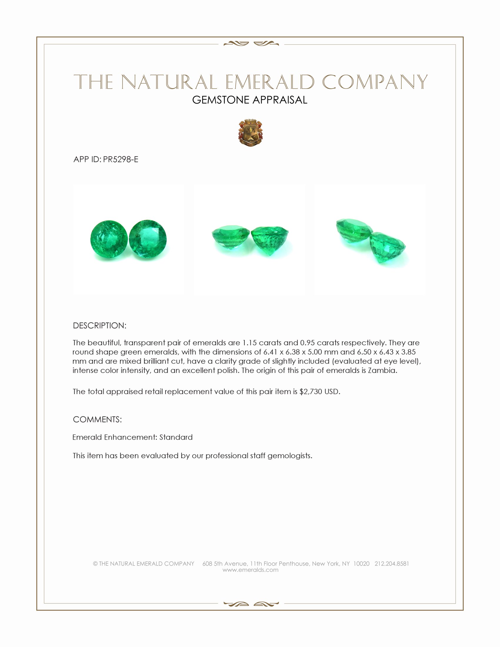 2.10 Ct.Tw. Emerald Pair from Zambia